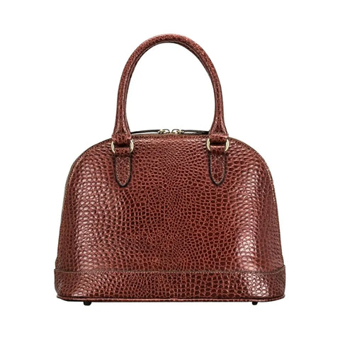 The Rosa Croco - Women's Classic Brown Leather Handbag