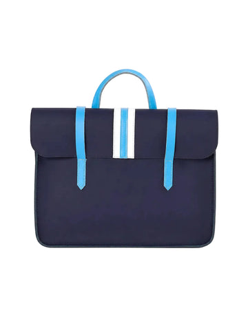 The Mini - Columbia Stripe Navy Small Leather Satchel