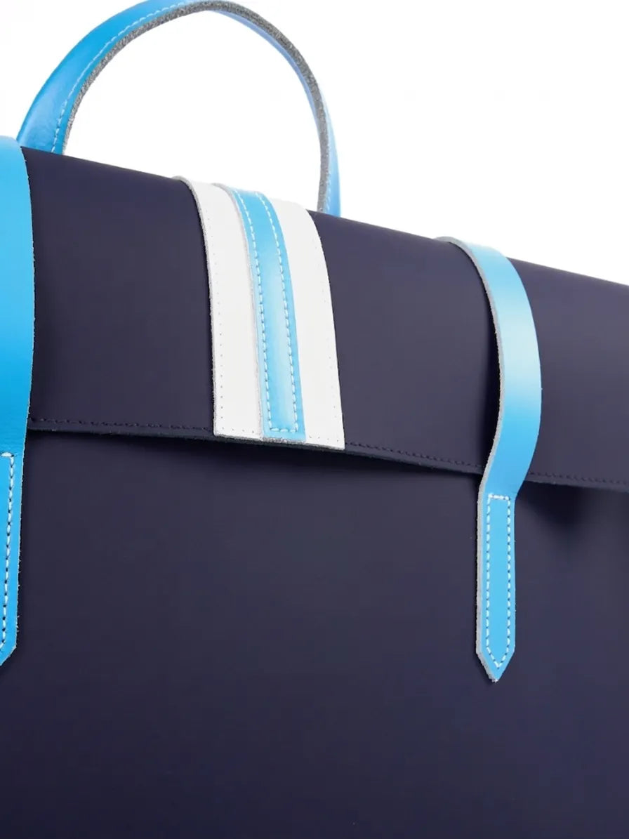 The Mini - Columbia Stripe Navy Small Leather Satchel
