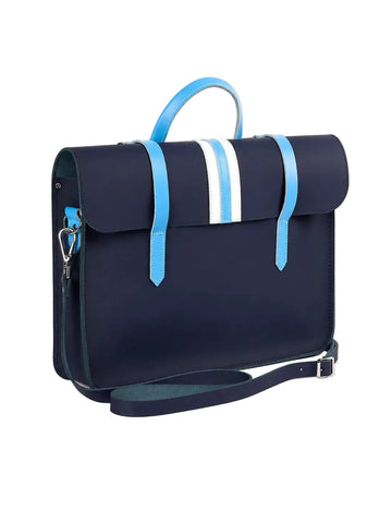 The Mini - Columbia Stripe Navy Small Leather Satchel