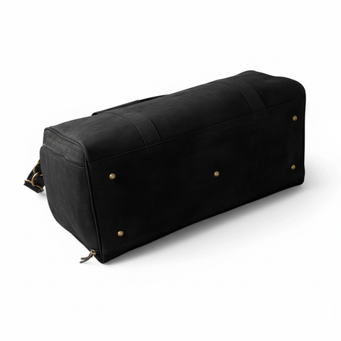 Premium Travel & Gym Holdall Black Leather Duffel Bag