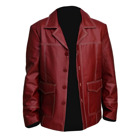 Tyler Durden Fight Club Red Leather Jacket