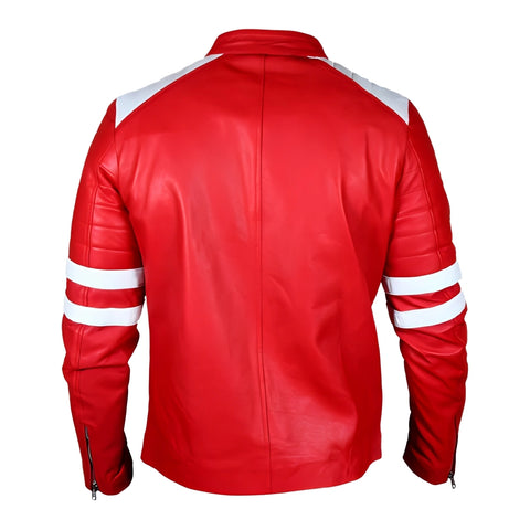 Tyler Durden Mayhem Red Leather Jacket
