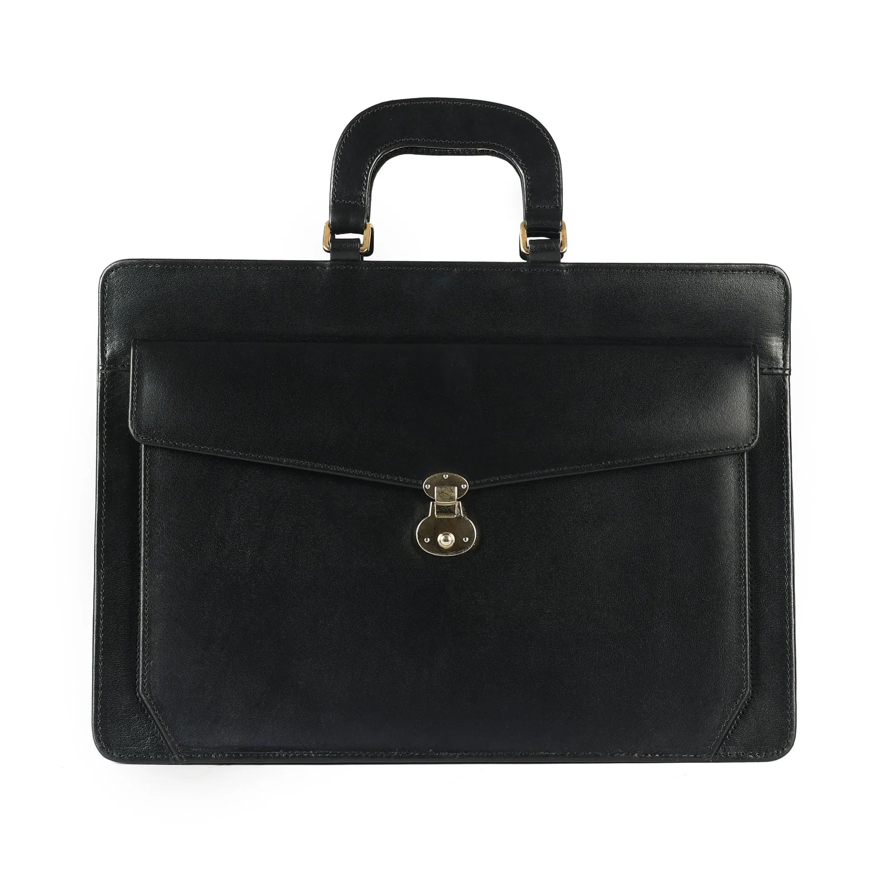 Unisex Real Black Leather Laptop Bag
