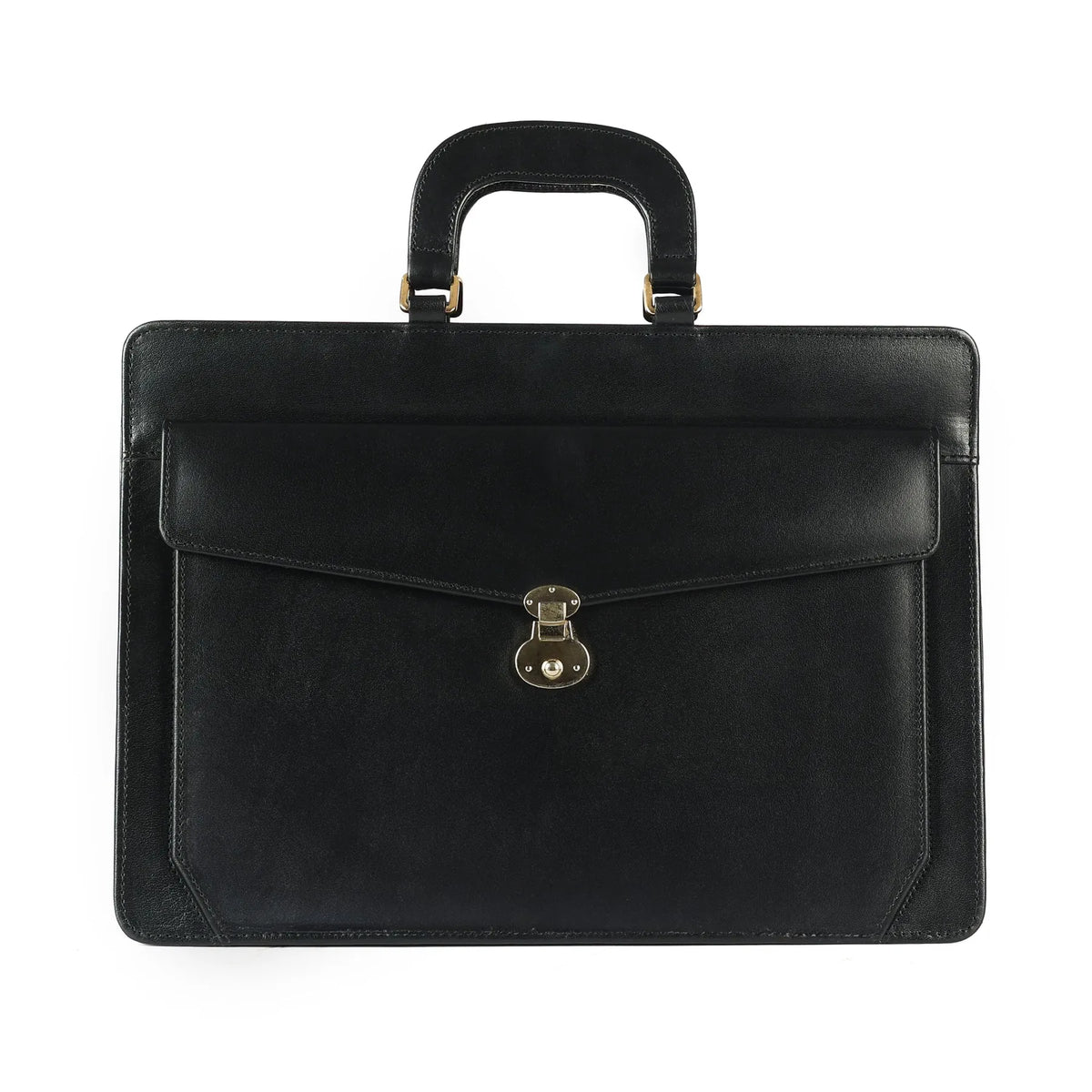 Unisex Real Black Leather Laptop Bag