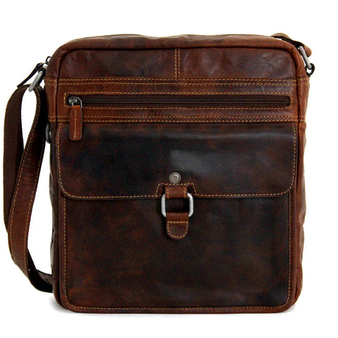 Unisex Premium Leather Crossbody Brown Tablet Sleeve