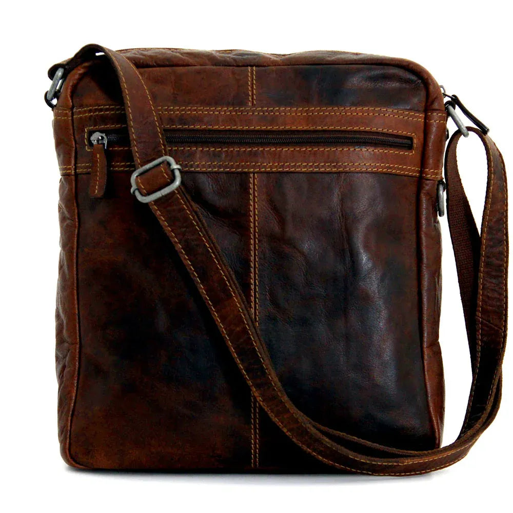 Unisex Premium Leather Crossbody Brown Tablet Sleeve