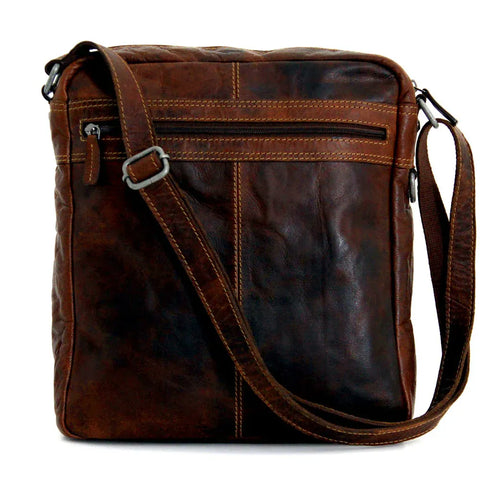 Unisex Premium Leather Crossbody Brown Tablet Sleeve