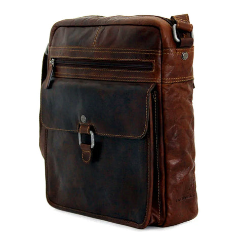 Unisex Premium Leather Crossbody Brown Tablet Sleeve