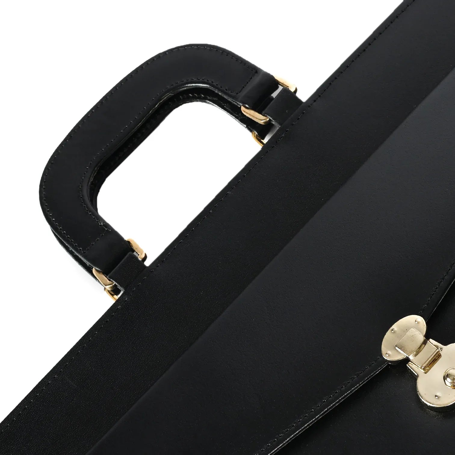 Unisex Real Black Leather Laptop Bag