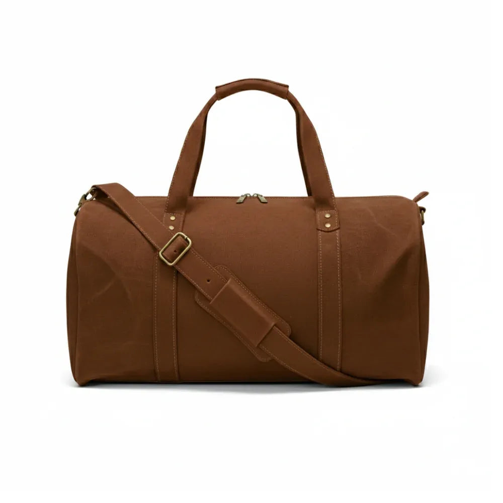Unisex Real Leather Dark Brown Duffel Travel Bag
