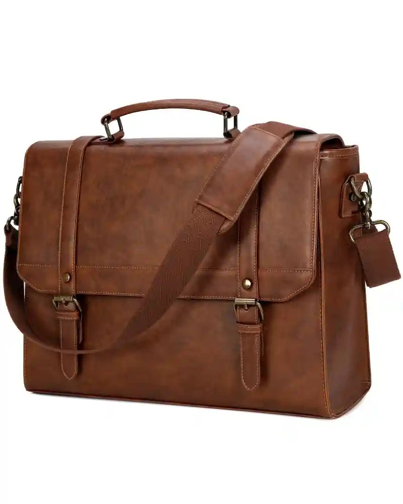 Vintage Leather Waterproof Pilot Brown Leather Briefcase