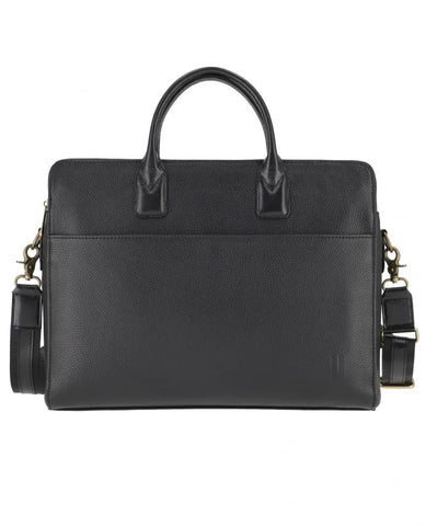 Wall Street Executive Real Leather Laptop Black Bag