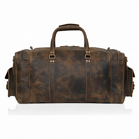 Weekender Travel Grain Leather Duffle Brown Bag