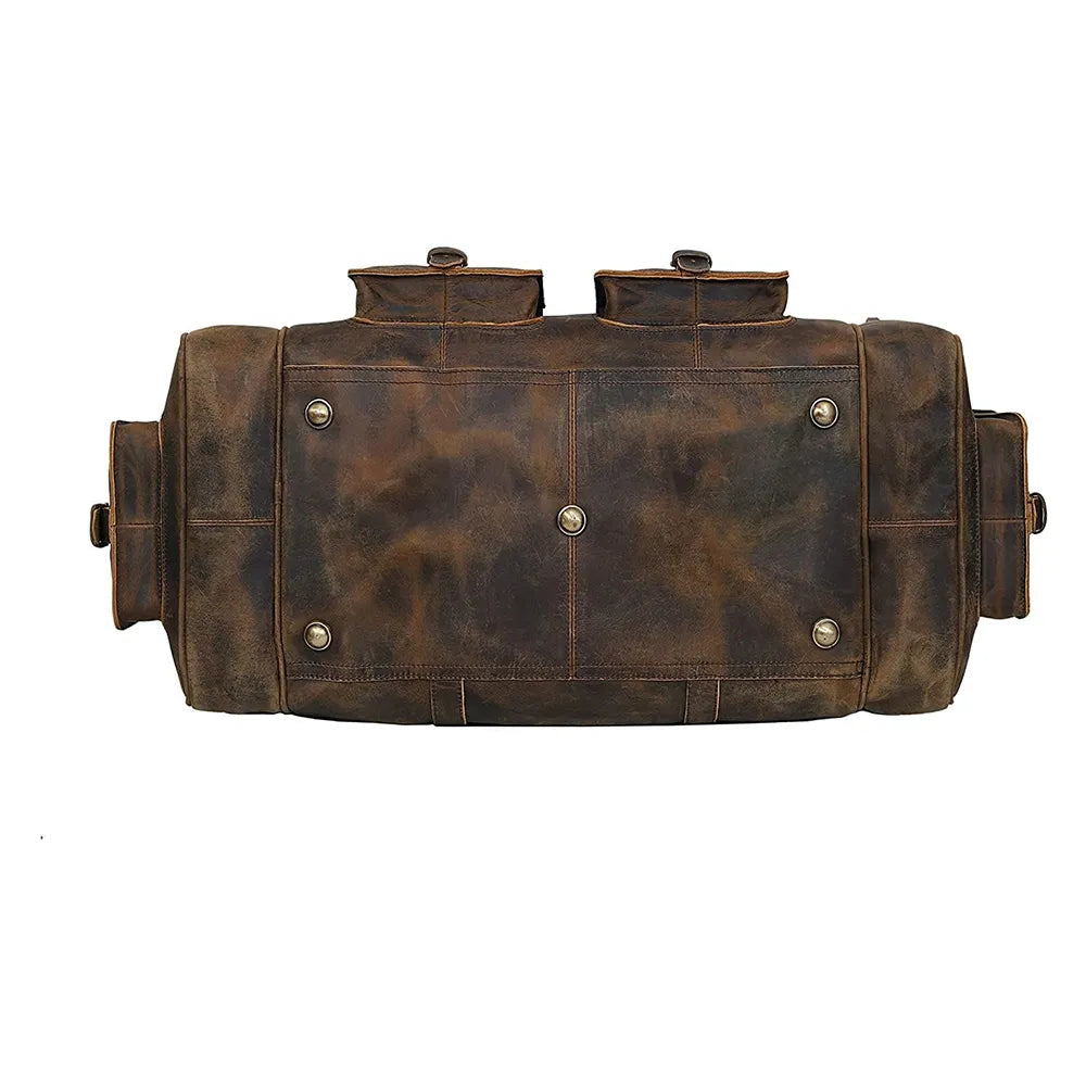 Weekender Travel Grain Leather Duffle Brown Bag