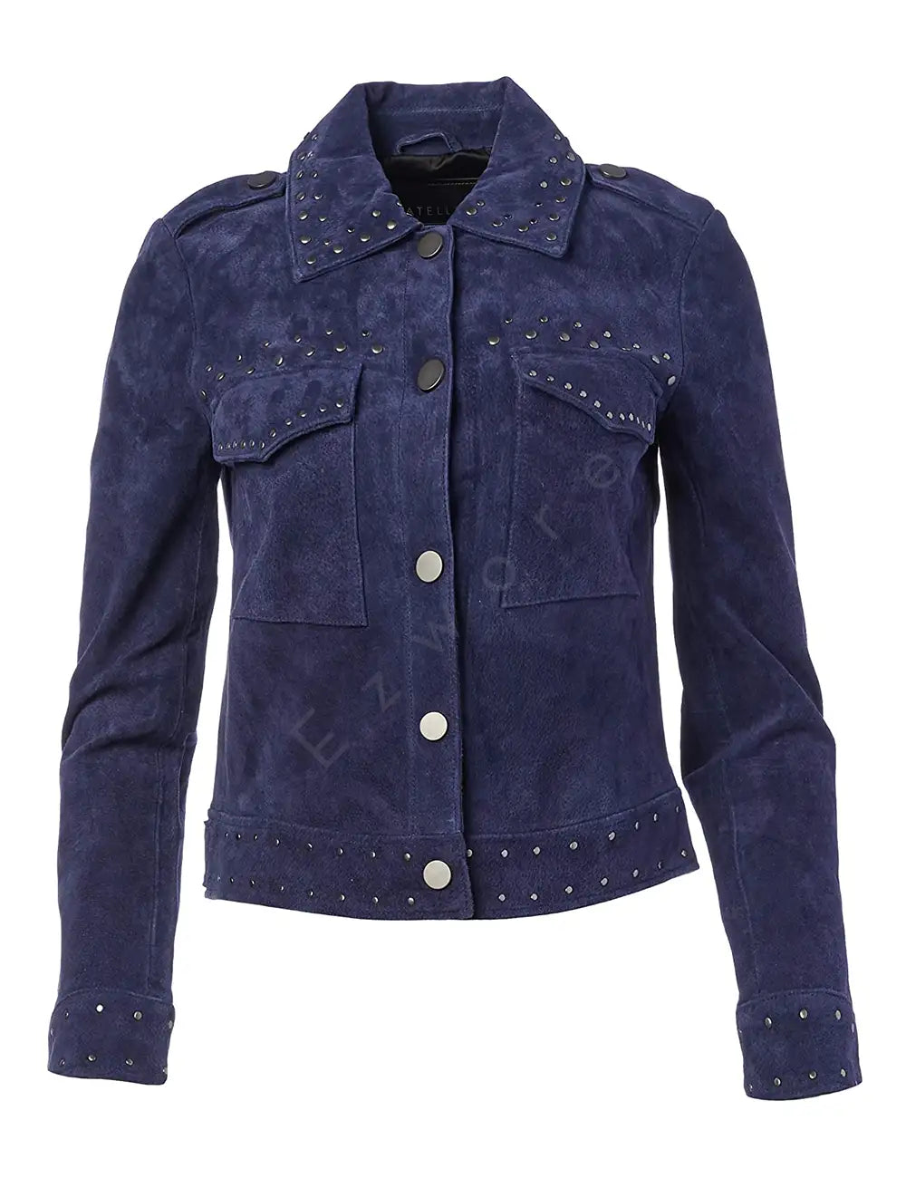 Women Blue Suede Clifton Jacket