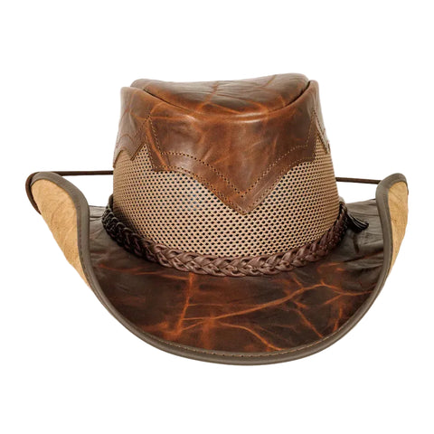 Womens Brown Crunch Cowhide Leather Cowgirl Hat
