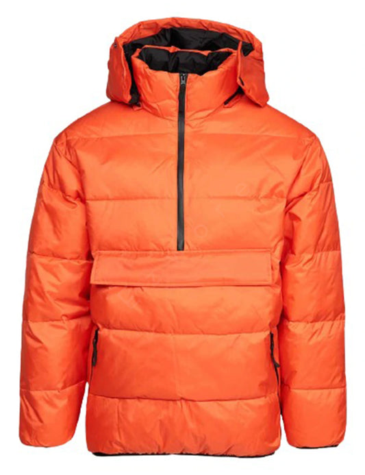 Women Orange Hooded Puffer Jacket