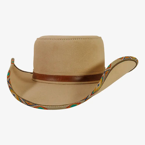 Womens Latte Genuine Suede Leather Cowgirl Hat