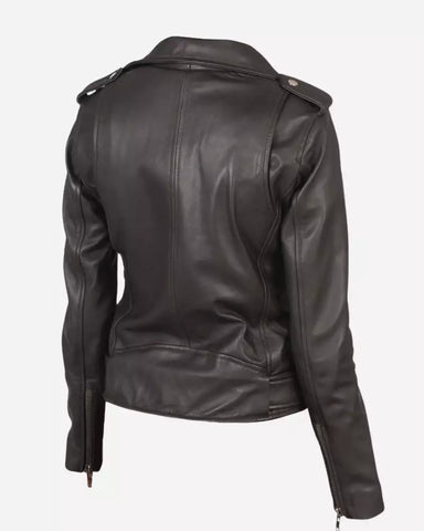 Women Alison Brown Biker Jacket