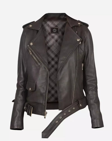 Women Alison Brown Biker Jacket