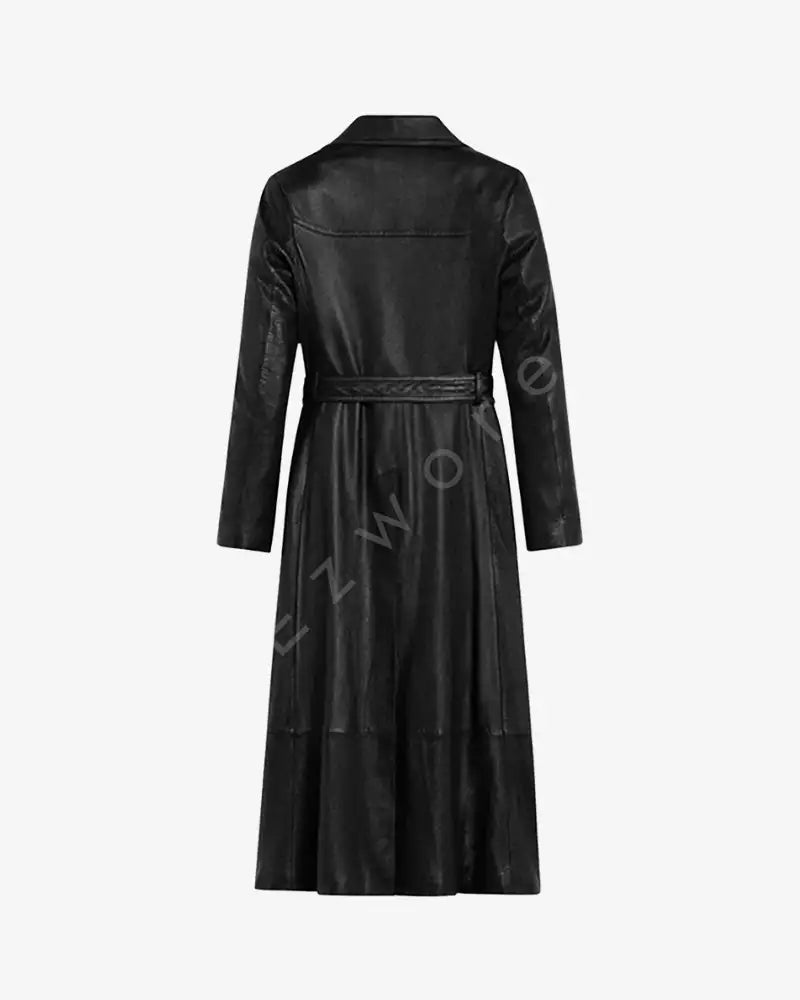 Women Alpine Black Distressed Leather Coat