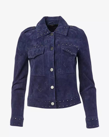 Women Blue Suede Clifton Jacket