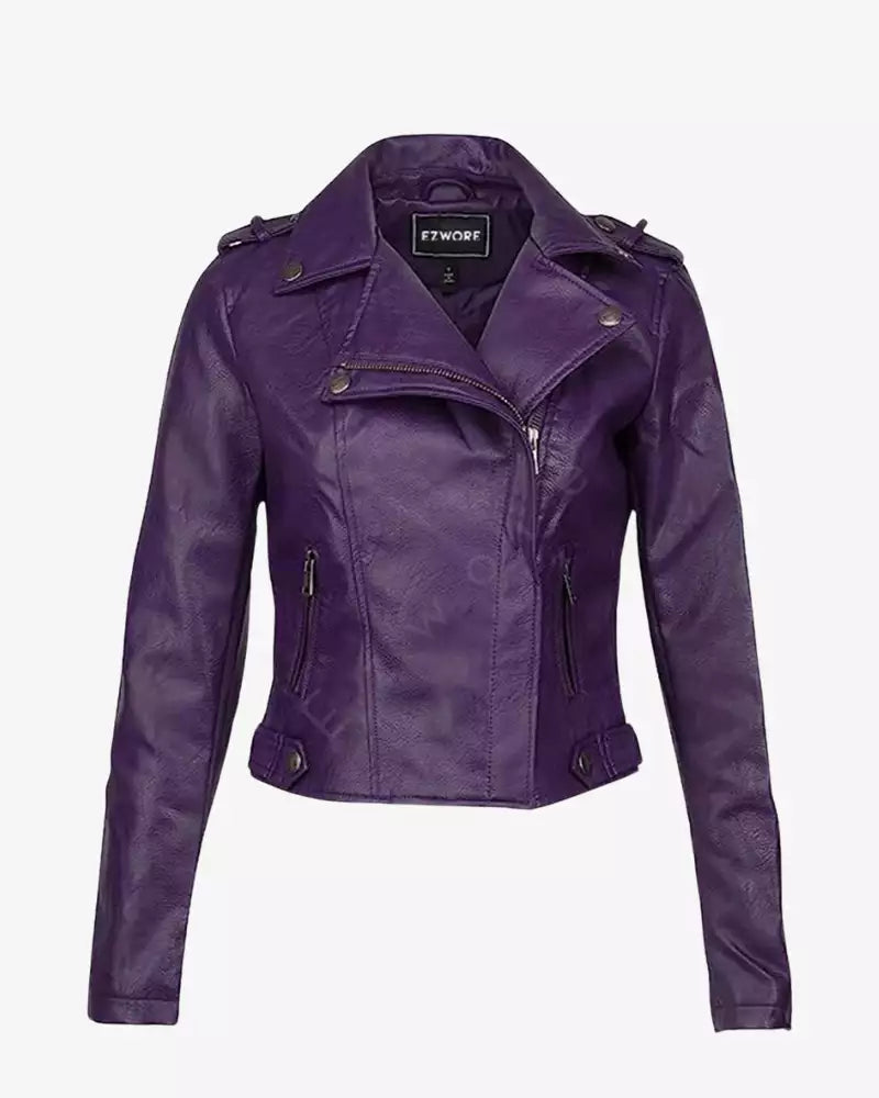 Women Purple Biker Jacket