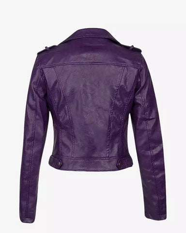 Women Purple Biker Jacket