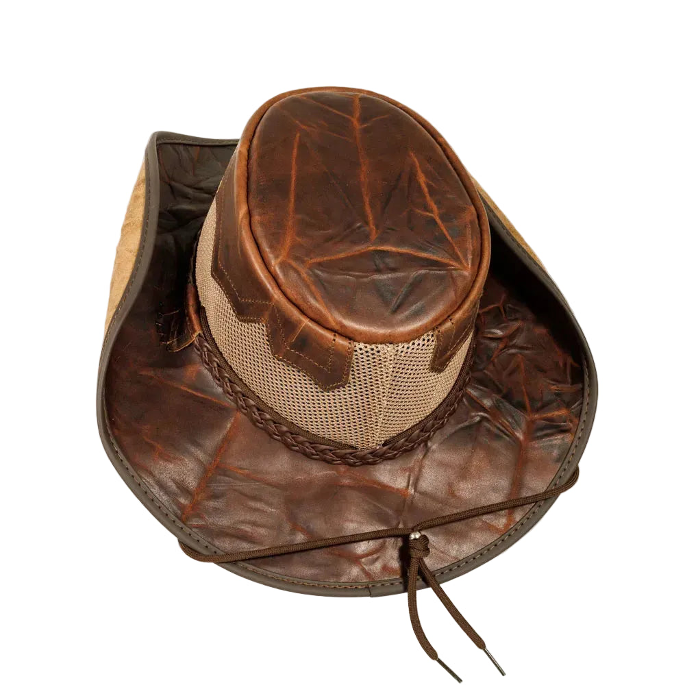 Womens Brown Crunch Cowhide Leather Cowgirl Hat
