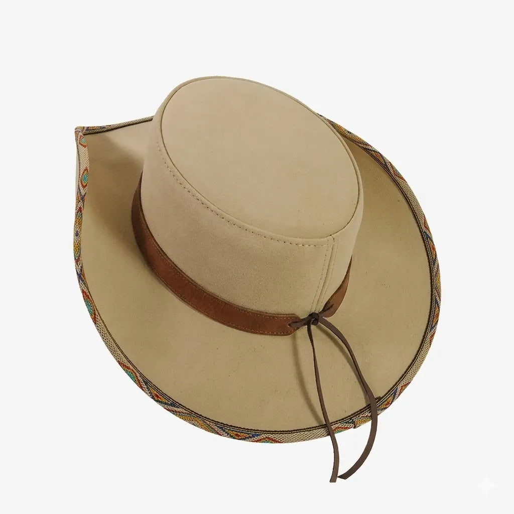 Womens Latte Genuine Suede Leather Cowgirl Hat