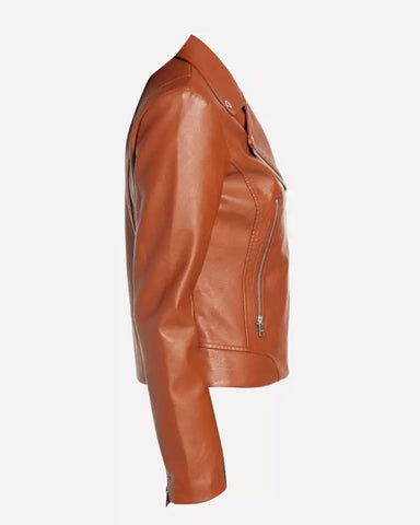 Women Real Brown Leather Jacket