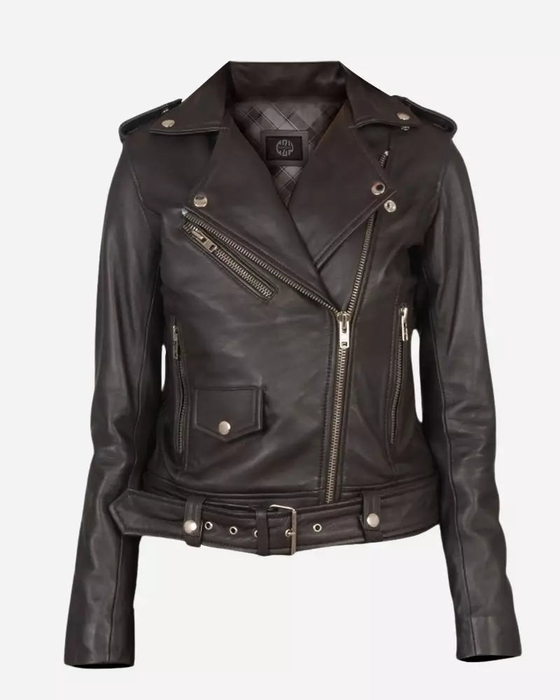 Women Alison Brown Biker Jacket