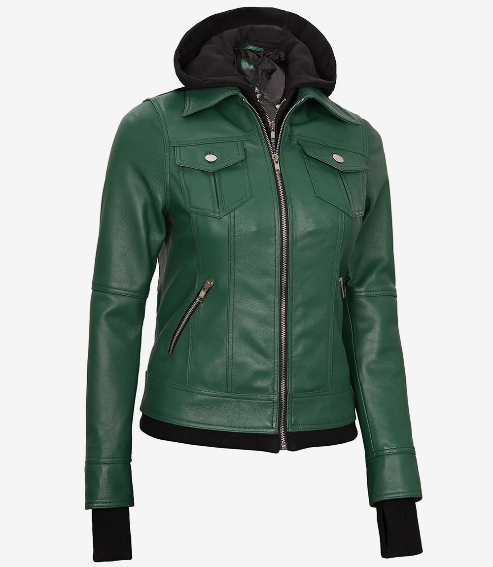 Womens-Green-Bomber-Leather-Jacket-with-Removable