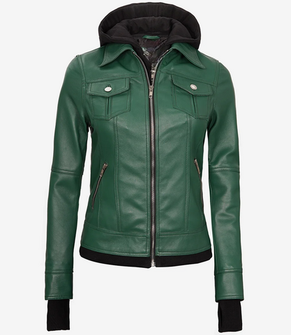 Womens-Green-Bomber-Leather-Jacket