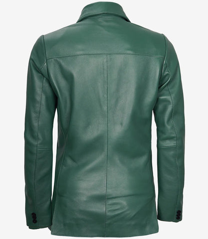 Womens-Green-Leather-Blazer