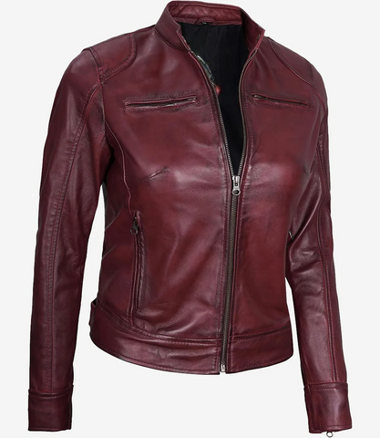 Womens-Real-Leather-Burgundy-Biker-Jacket