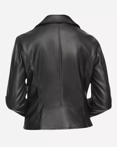 Women Black Leather Biker Jacket