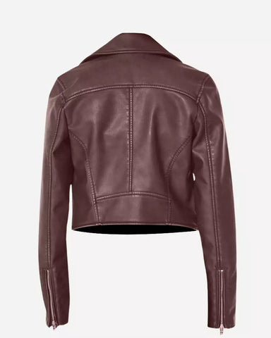 Women Brown Vintage Biker Jacket