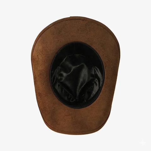 Womens Genuine Leather Western Dark Brown Cowgirl Hat