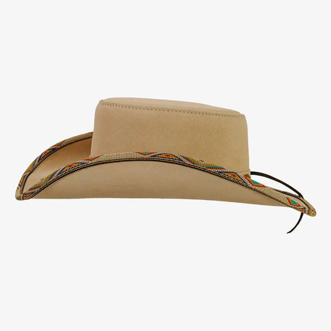 Womens Latte Genuine Suede Leather Cowgirl Hat