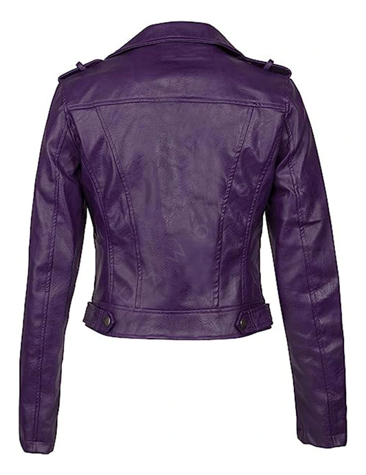 Women Purple Biker Jacket