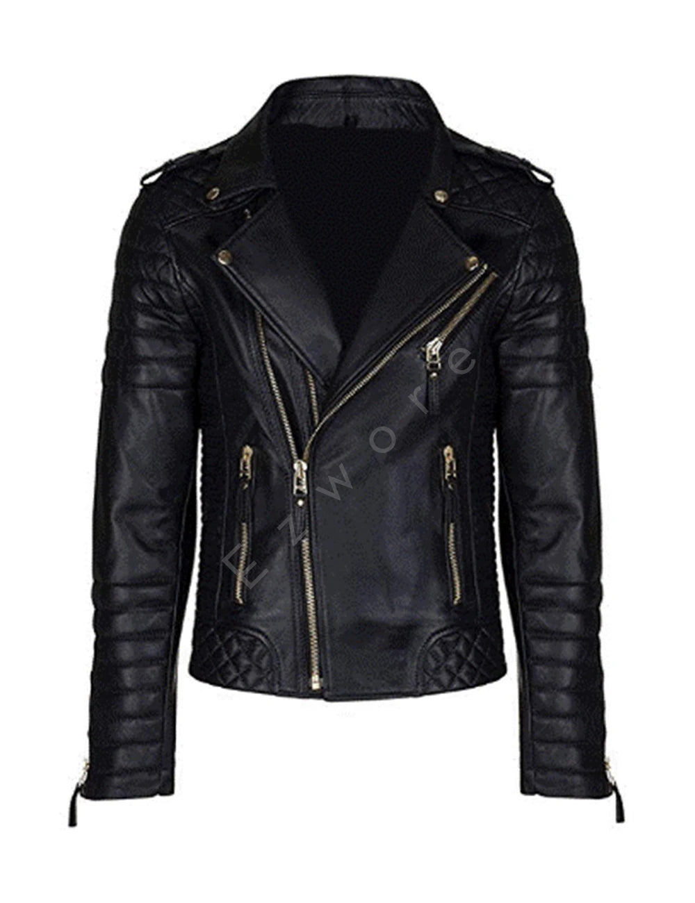 Womens Quilted Black Biker Jacket