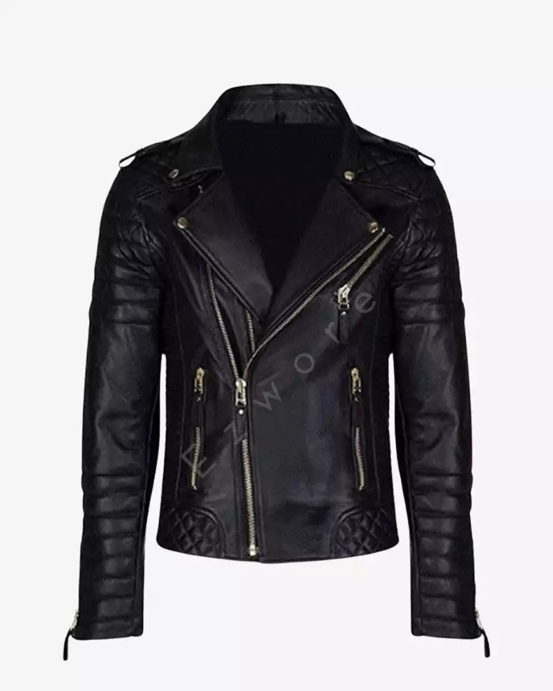 Womens Quilted Black Biker Jacket