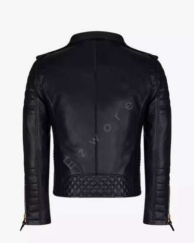 Womens Quilted Black Biker Jacket