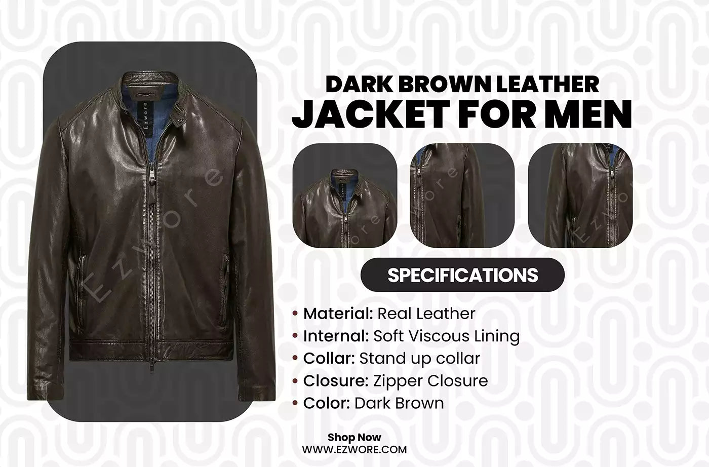 Dark Brown Leather Jacket For Men infography