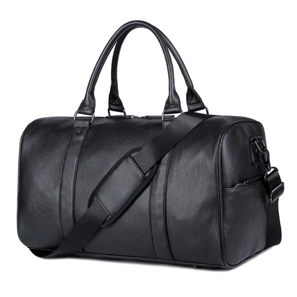 the weekender travel leather duffle black bag