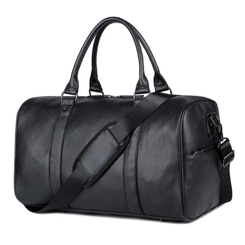 the weekender travel leather duffle black bag